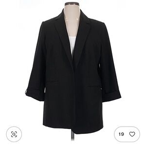 CALVIN KLEIN Size 22W Classic Black Women's Topper Notched Collar Blazer Jacket